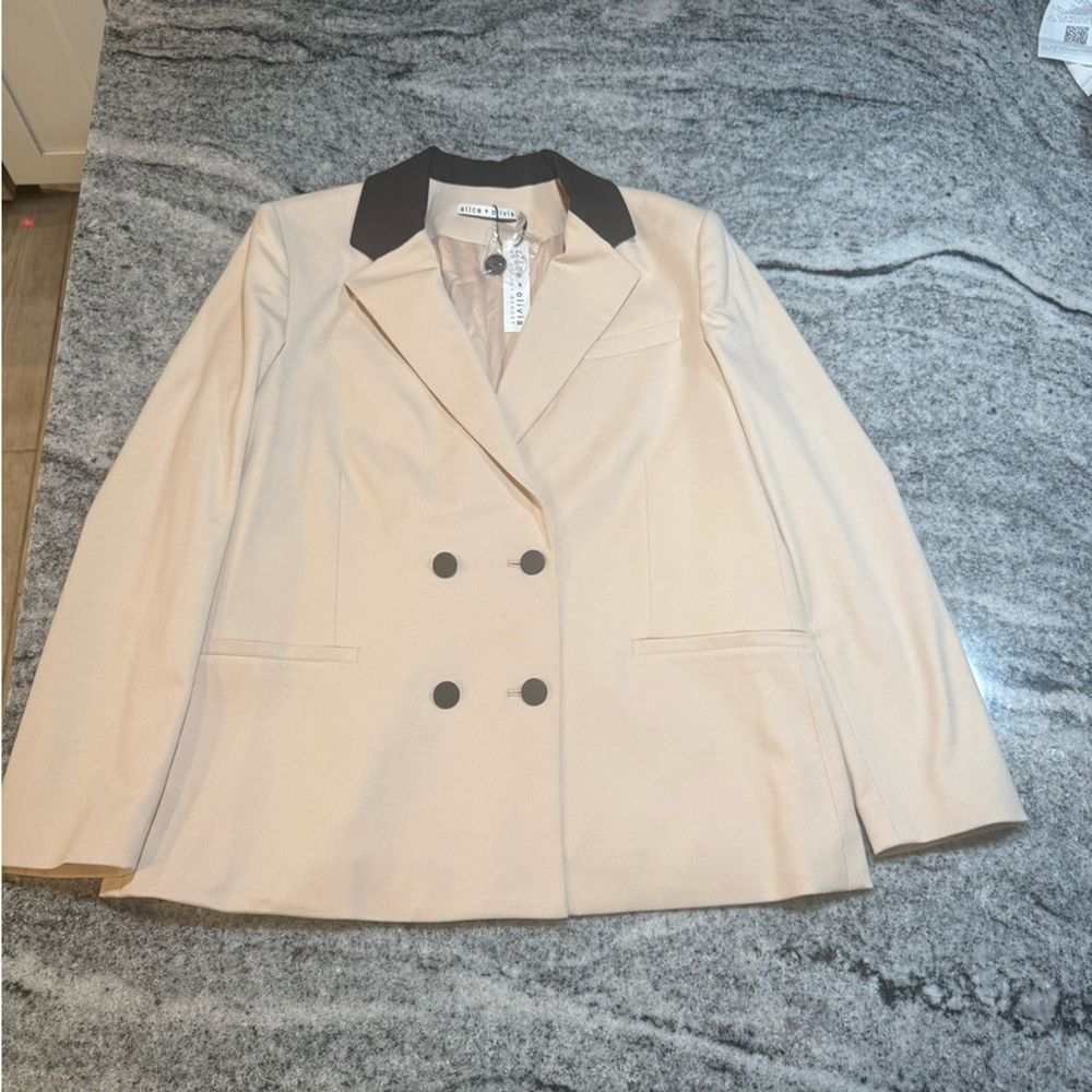 Alice + Olivia Bergen Double Breasted Blazer, Sepia/BLK - Picture 4 of 10